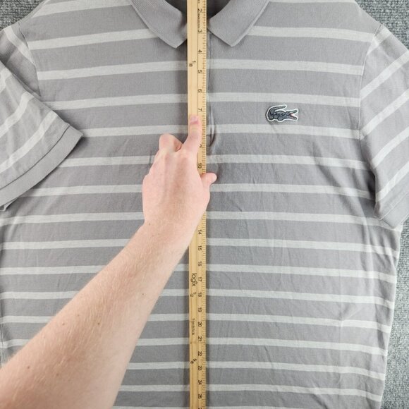 Lacoste Striped Gray Size 3XL (8) Polo Shirt Regular Fit Short Sleeve Peru - Picture 8 of 16